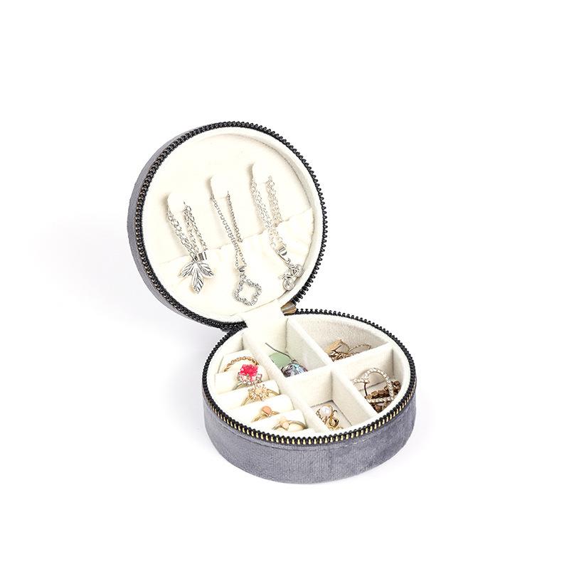 Vintage Samt Oval Schmuckaufbewahrungsbox mit Reißverschluss - Mini Tragbare High-End Verpackung