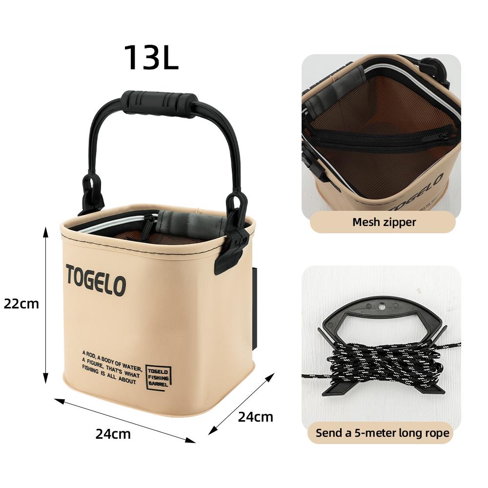 8L/13L Multifunction Folding Fishing Bucket With Ergonomic Handle Bucket Waterproof Outdoor Camping Bucket Fishing Accessories