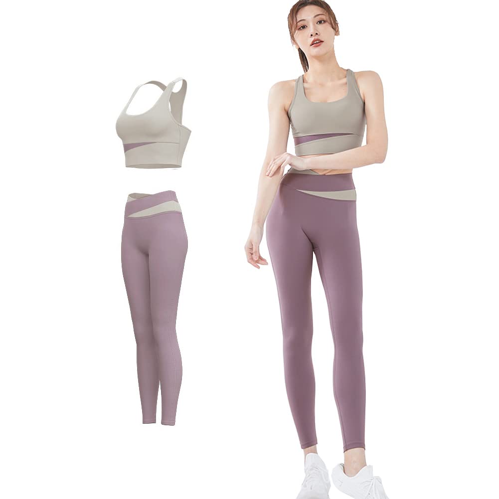 FLYSHION Yoga Wear Stylish Sports Bra and Gym Wear Women's Set, Leggings,