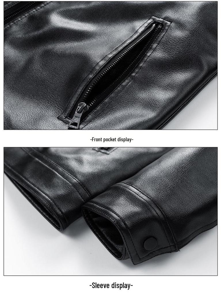 Men's PU Leather Motorcycle Jacket - Spring & Autumn Casual Style