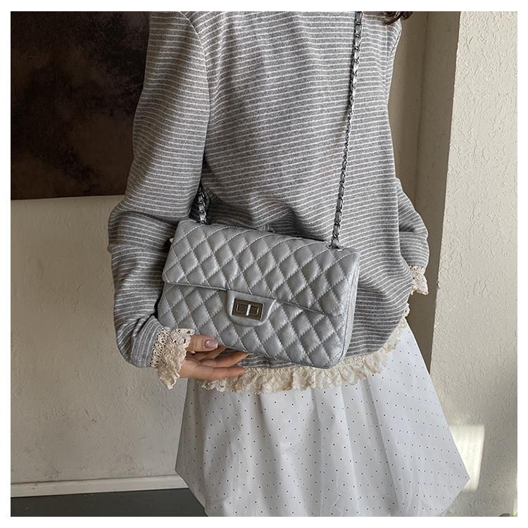 IELGY Large-Capacity Diamond Chain Bag All-Match Small Square Bag Can Be One Shoulder Can Cross-Body