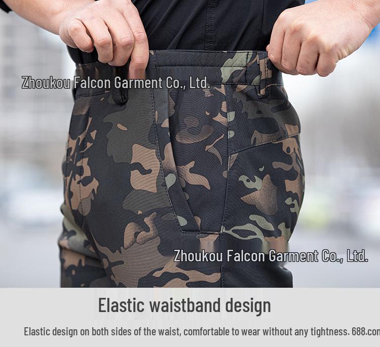 Men's Fleece-Lined Tactical Softshell Pants: Winter, Outdoor, Wear-Resistant, Windproof, Cold-Proof, Ski & Training.