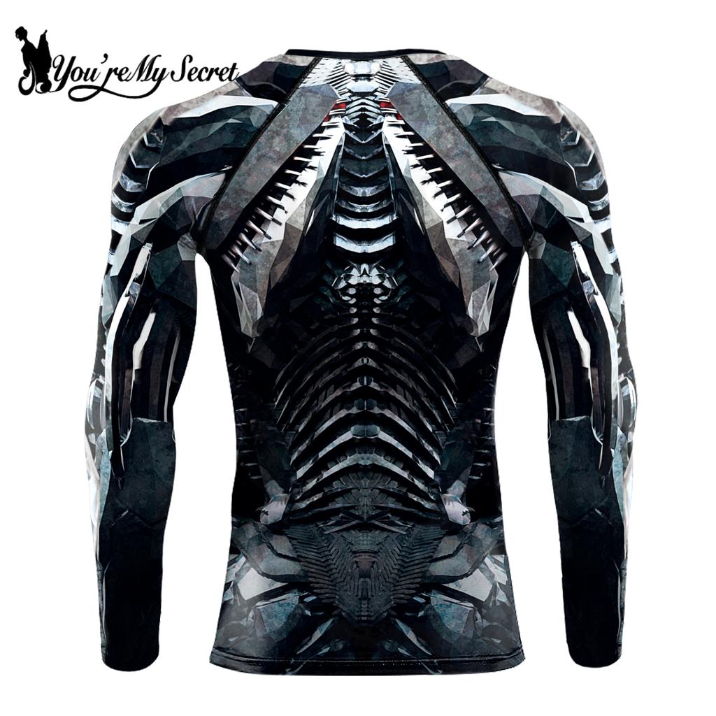 [You're My Secret] Superhero Long Sleeve Workout 3D Compression Shirt Comics Cosplay Costume Men's Quick Dry Rash Guard Gym Tops