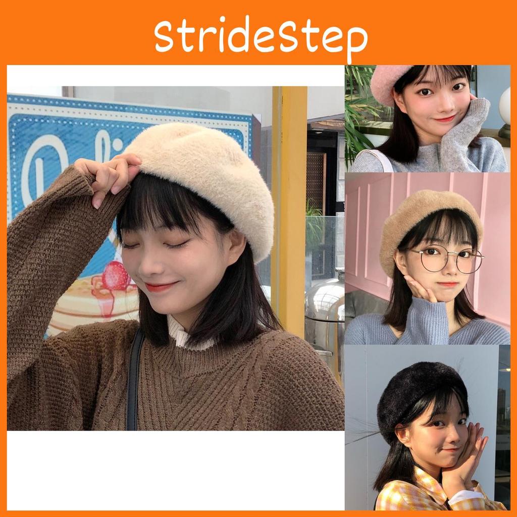 Warm Winter Adorable Beret For Women Cute Plush Wool Hat Adjustable Size