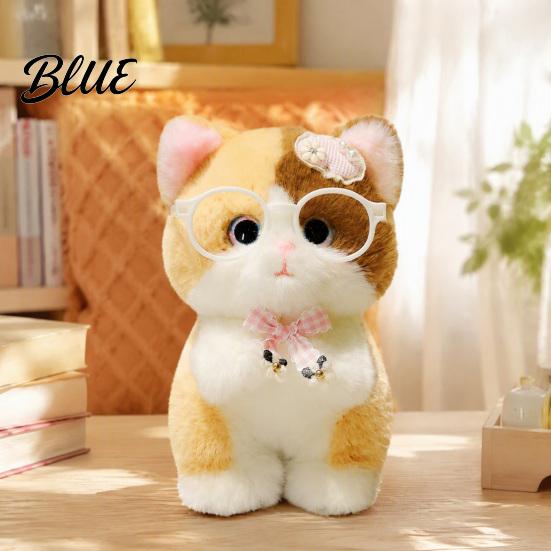 Plush Pendant for Bags Cute Kitten with Glasses And Tie Soft Stuffed Animal Backpack Charm Keychain Backpacks Keys Decorative Hanging Plushie