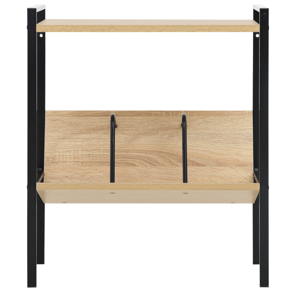 Bookshelf with 2 Shelves Black & Oak Finish 52 X 28 X 59 Cm Engineered Wood