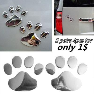 2Pcs/Set 3D Funny Paw Foot Animal Dog Car Printed Body Vinyl Decor Decal Sticker