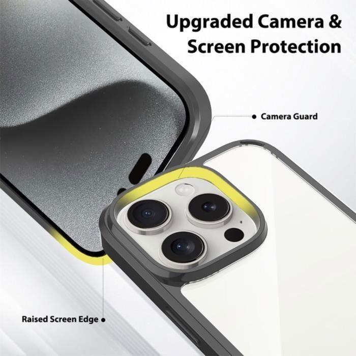 Coque de protection pour iPhone 16 Pro Max - BOOLING - Noir et Transparent - Anti-rayures - Antichoc