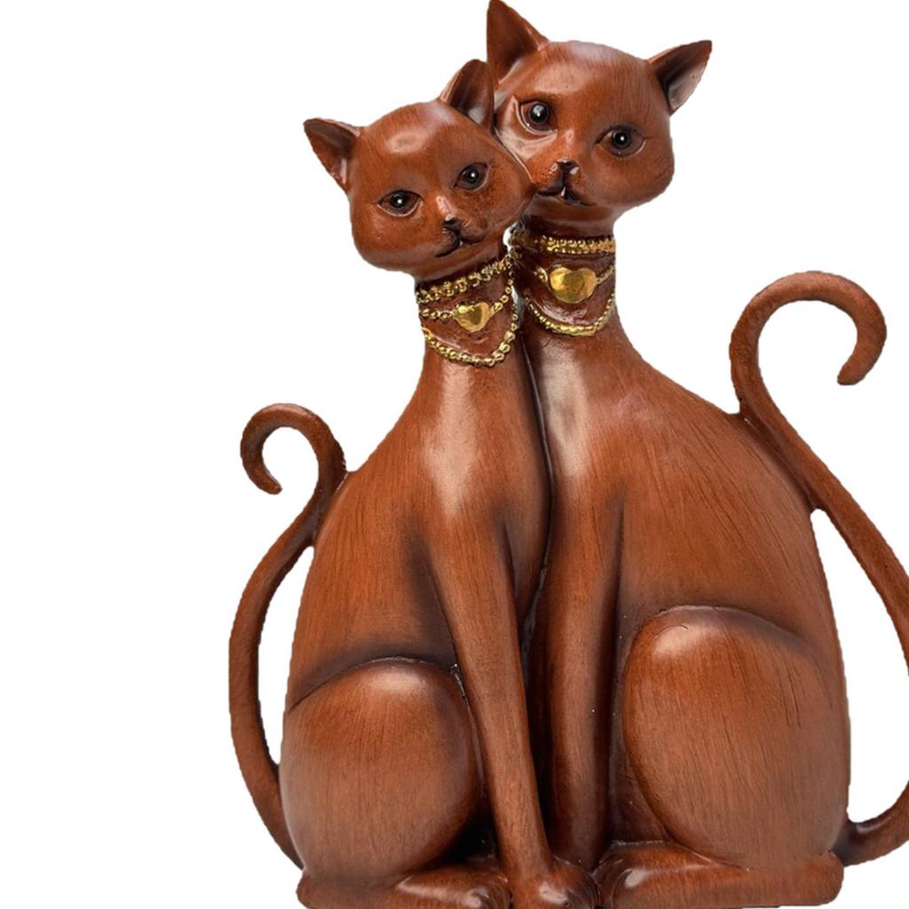 Paar Katzenfiguren Tierstatue Heimdeko Sammlung Harz Katzen Skulptur für Schreibtisch Bücherregal Schlafzimmer Einweihungsgeschenk