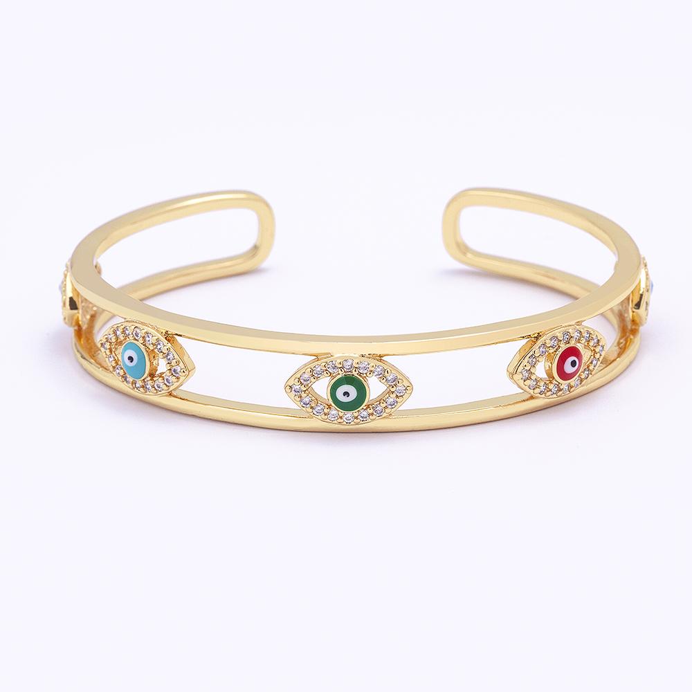 New Luxury Creative Design Turkish Evil Eye Cuff Bangle For Women Men Zircon Jewelry Hot Sale Party Wedding Lucky Gift Wholesale