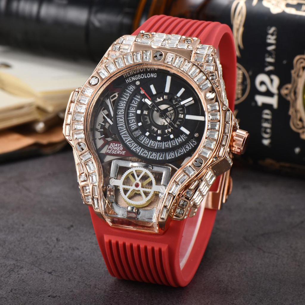 Men's Quartz Watch with Three-Needle Design, Sports Style, Irregular Full Diamond Shape, Similar to Jason Statham's Watch in Warcraft.