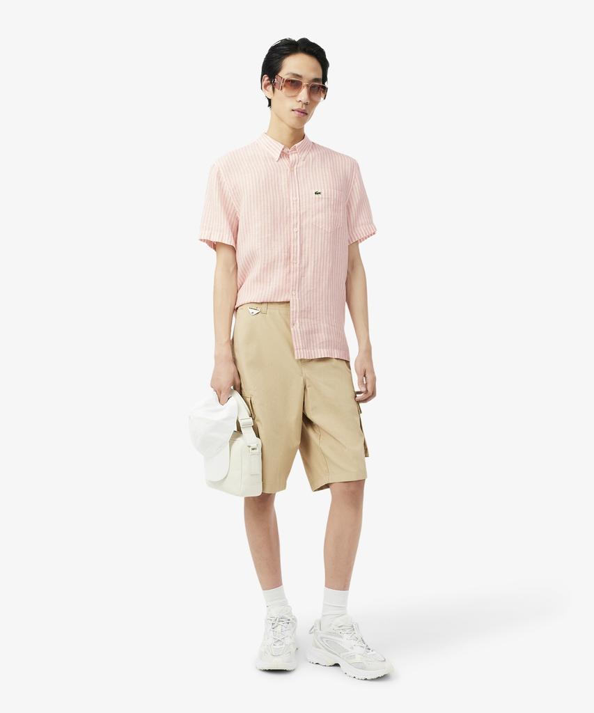 LACOSTE Men'S Linen Striped Short Sleeve Shirt Ch8061-56G Tim