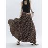 Korean Style Retro Plaid Long Swing Skirt - Women's High Waist, Lightweight, Drapey Midi Skirt