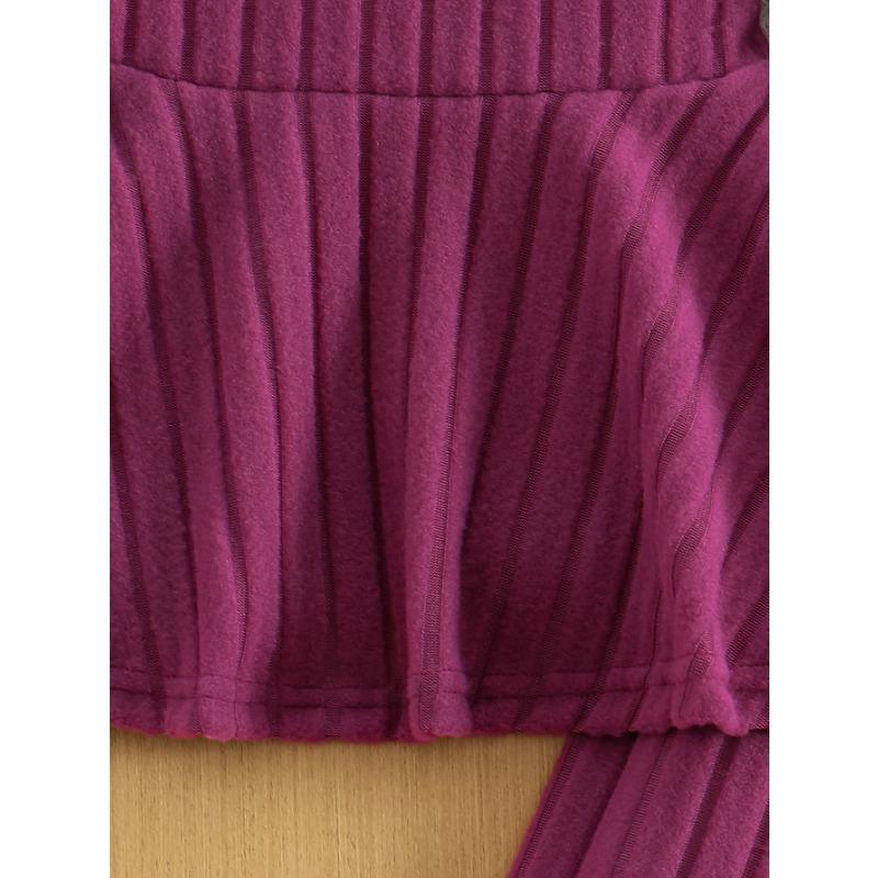 Chic Girls' Bow-Knot Long Sleeve Dress & Pants Set - Cozy Fleece-Lined, Solid Color, Machine Washable - Perfect for Fall/Winter, Perfect for Outdoor