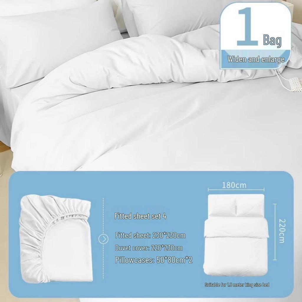 Disposable Bedding Set: Fitted Sheet, Duvet Cover, Pillowcase - Perfect for Travel and Hotel Stays. Non-Pure Cotton.
