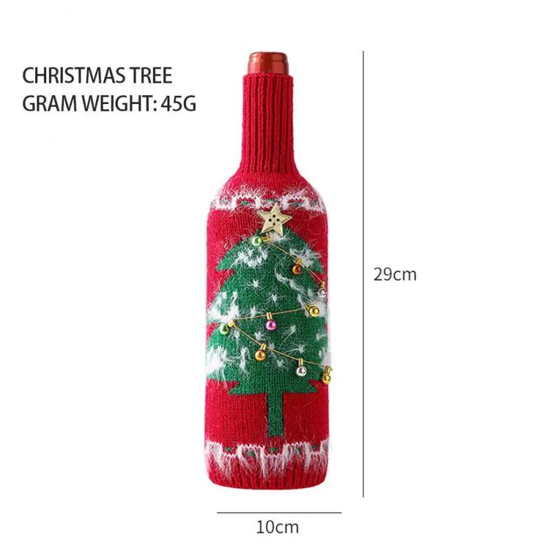 Christmas Decorations for Home Santa Claus Wine Bottle Cover Snowman Stocking Gift Knitted Xmas Navidad Decor Happy New Year