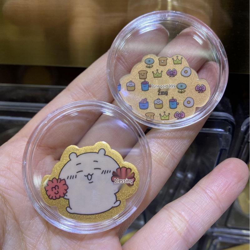 Hello Kitty & Kuromi 999 Pure Gold Mobile Phone Sticker - Cartoon Pink Cute Design
