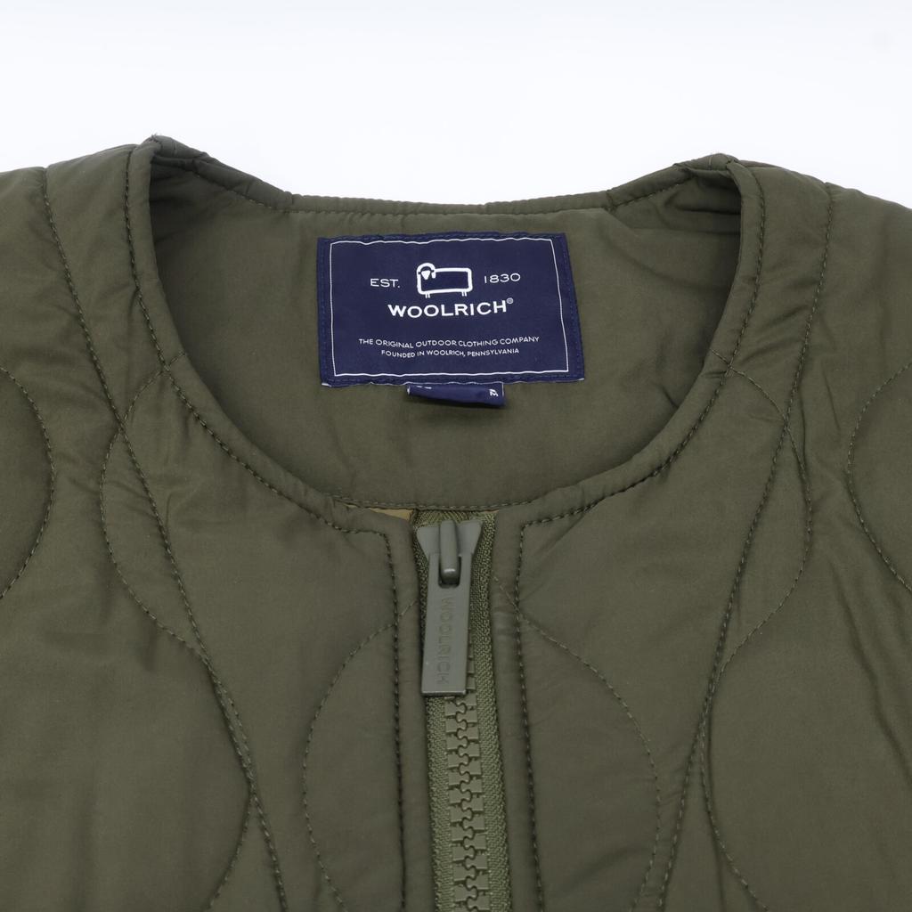 Woolrich WJOU0103BE Khaki Collarless Quilted Padded Coat Coat S khakiUsed