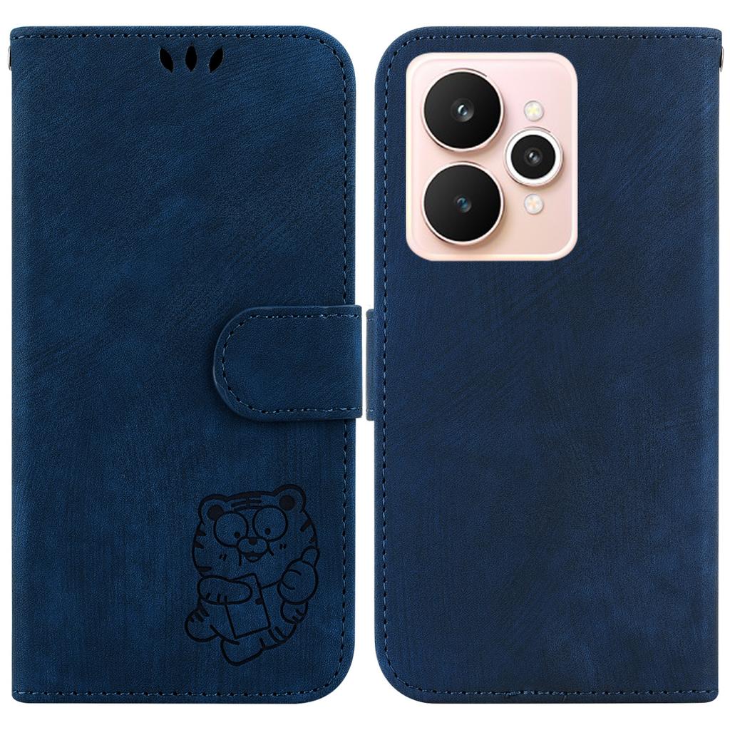 For Realme 15 Pro 5G/15 5G Wallet Case Tiger Imprint Leather Shockproof Phone Cover with Wrist Strap
