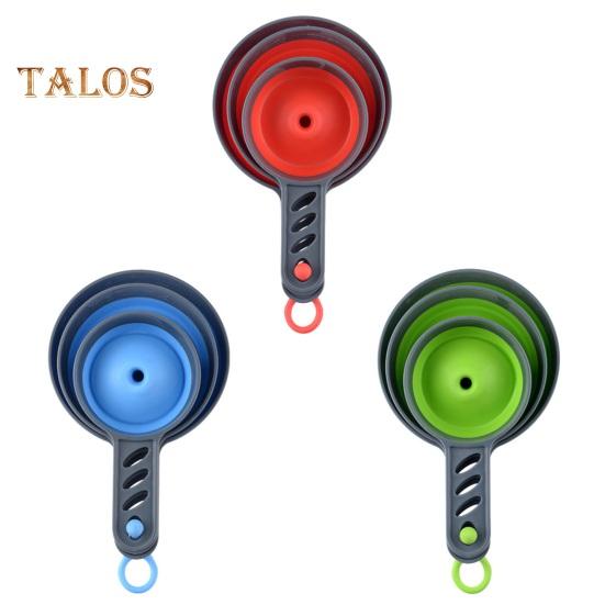 3Pcs Oil Funnel Hanging Hole Design Dispense Silicone Durable Folding Kitchen Food Transfer Funnels Home Supply