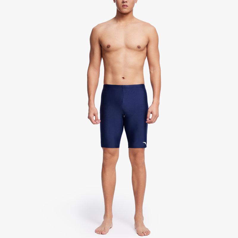 Anta Solid Color Logo Print Straight Leg Swim Trunks Men Swimwear Light-Blue 1823531453-1