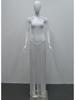 European & American Style Tassel Patchwork Strapless Jumpsuit Dress