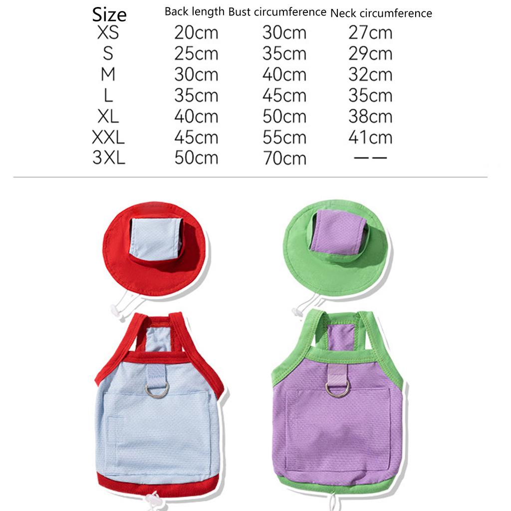 Breathable Dog Cooling Vest Sun Hat Set for Hot Weather Wear Outdoor Activity Large Pet Apparel