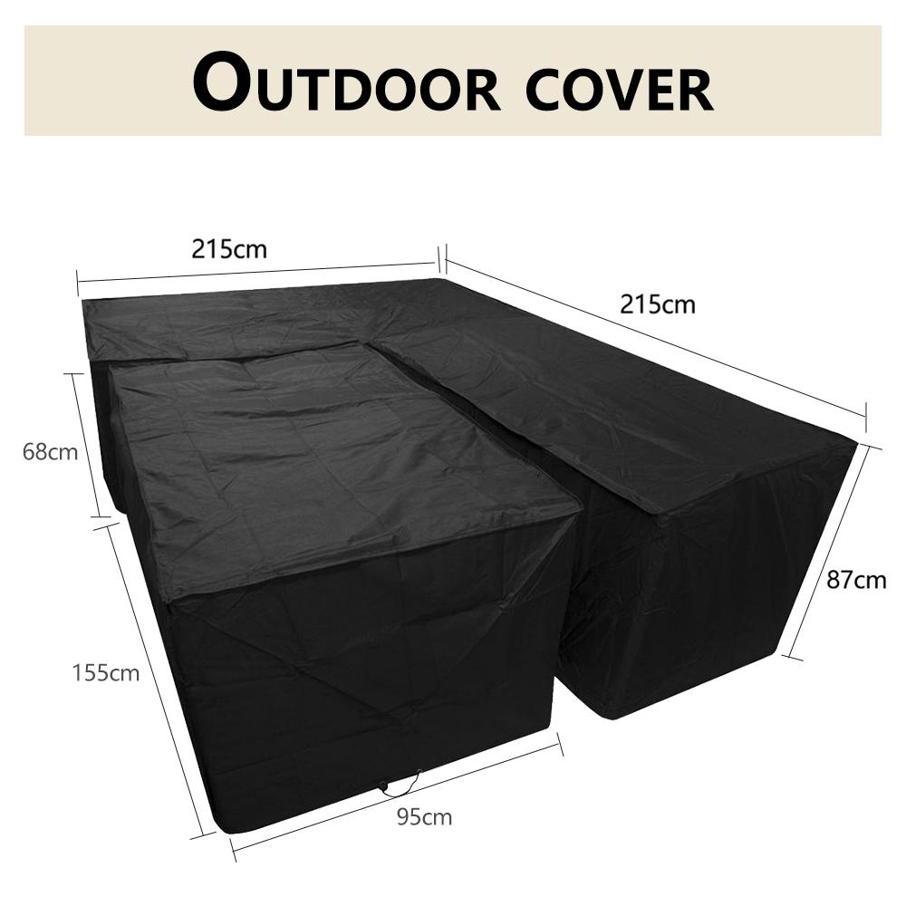 L-Shape Furniture Cover Polyester Waterproof Sofa Protective Cover with Drawstring Outdoor Sunscreen Dustproof Patio Chair Cover