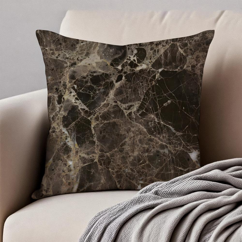 Natural classical Marble texture pattern style Cushion Cover Pillowcase Antidustmite Invisible Zipper Short Plush Sofa Cushion
