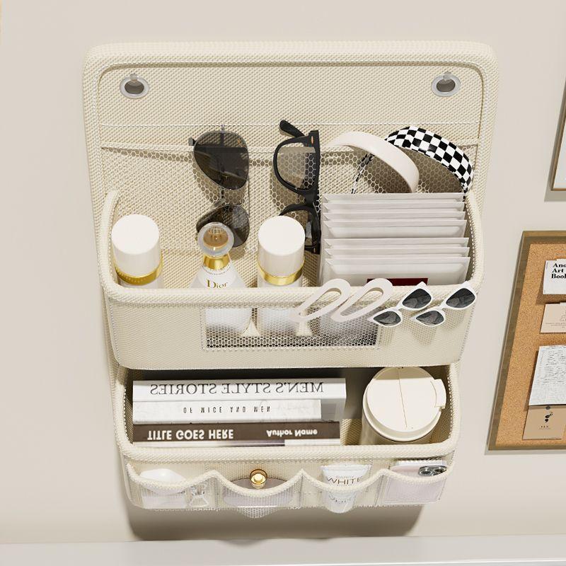 Versatile Wall-Mounted Storage Organizer Multi-Compartment Fabric Bathroom Hanging Bag with Viewing Window Hooks accessories