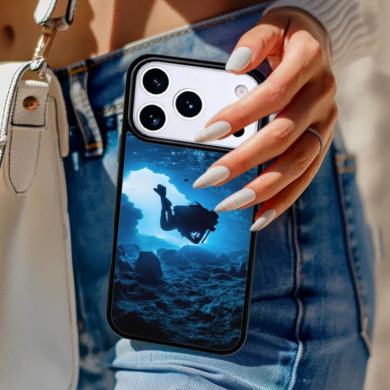 Diver Diving Phone Case For iPhone 17 Air 14 15 13 12 Max Cover For Apple 14 15 16 16e 11 Pro Max Plus
