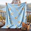 Warm Flannel Blanket Peter Rabbit Pattern, Lightweight Comfortable Throw Blanket for Bed Sofa Use