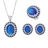 Jewelry Popular Simulation Blue Glass Denier Pendant Ring Three-Piece Set Main Stone 12 * 16