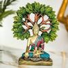 Tree Buddha Statue Showpiece Idol Home Decor Items for Living Room and Gifts Decorative Showpiece - 24 Cm  (Resin, Multicolor)