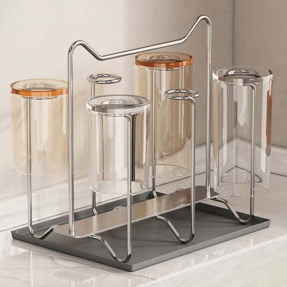 Edelstahl Tassen-Trockenständer Große Kapazität Glasbecher-Aufbewahrungsständer Glasbecher-Abtropfgestell Halter Bar