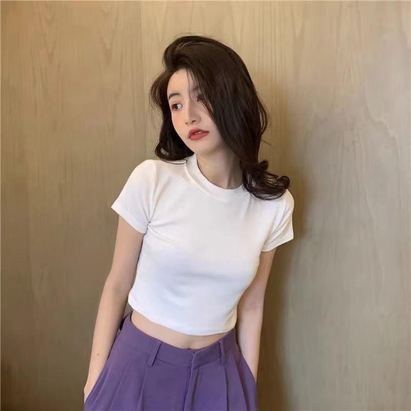 

2025 Women s Sweet & Spicy Summer Short Sleeve Round Neck Top 2XL