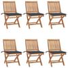 Chaises pliables de jardin avec coussins lot de 6 Bois de teck