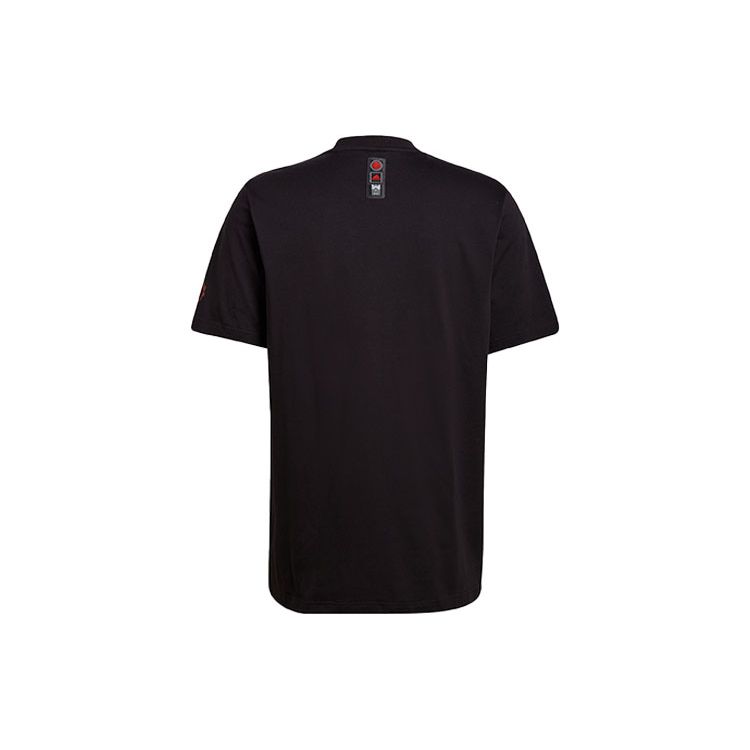 adidas Mufc Cny T-Shirt Jahr des Tigers Limited Edition Logo-Print Manchester United Fußball Rundhals Kurzarm T-Shirt Herren Tops Schwarz H63996