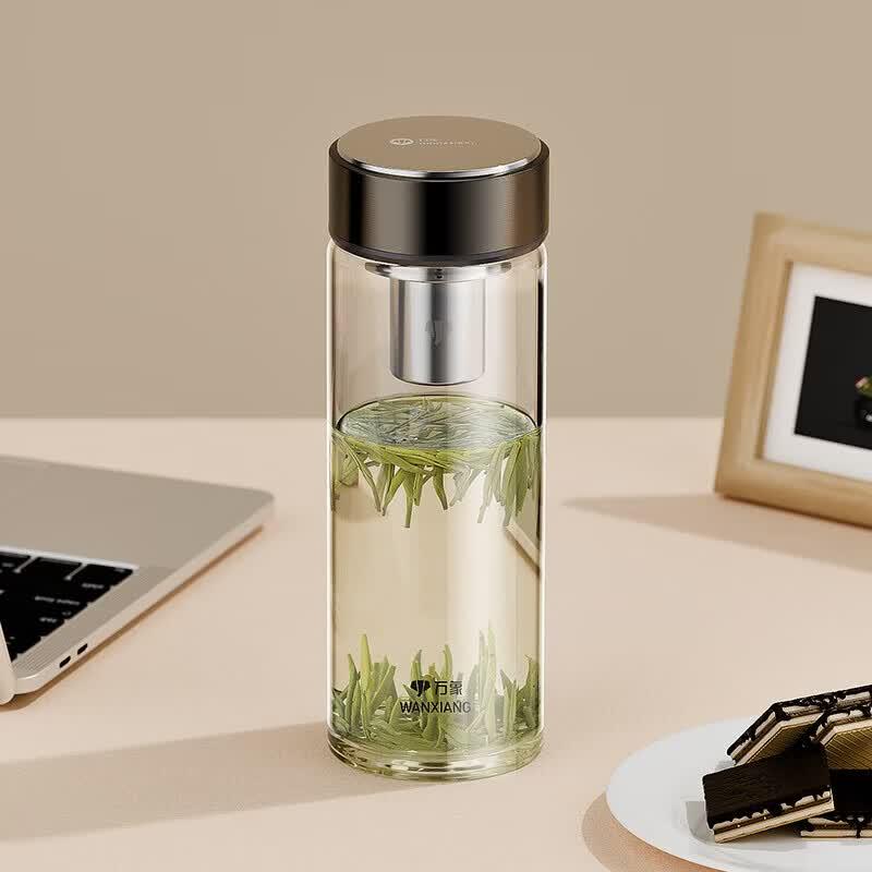 WANXIANG Single Layer Glass Water Bottle with Tea Infuser