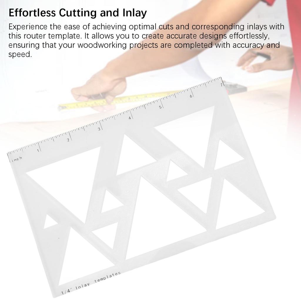 Router Inlay Decorative Template Transparent Acrylic Router Stencil with Ruler Scale for DIY Woodworking Triangular 12 in 1