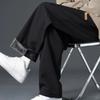 Men Autumn Winter Thick Fleece Warm Trousers Drawstring Cropped Pants Men Add Velvet Casual Loose Drape Sweatpants Sports Slacks
