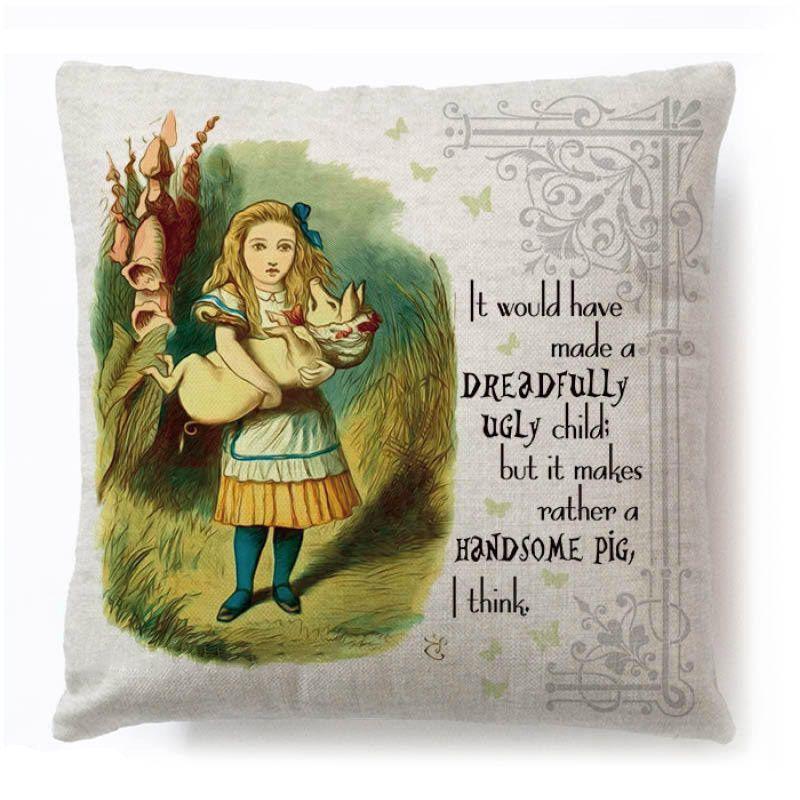 

Cotton Linen Alice In Wonderland Pillow Case For A Charming Decor** J