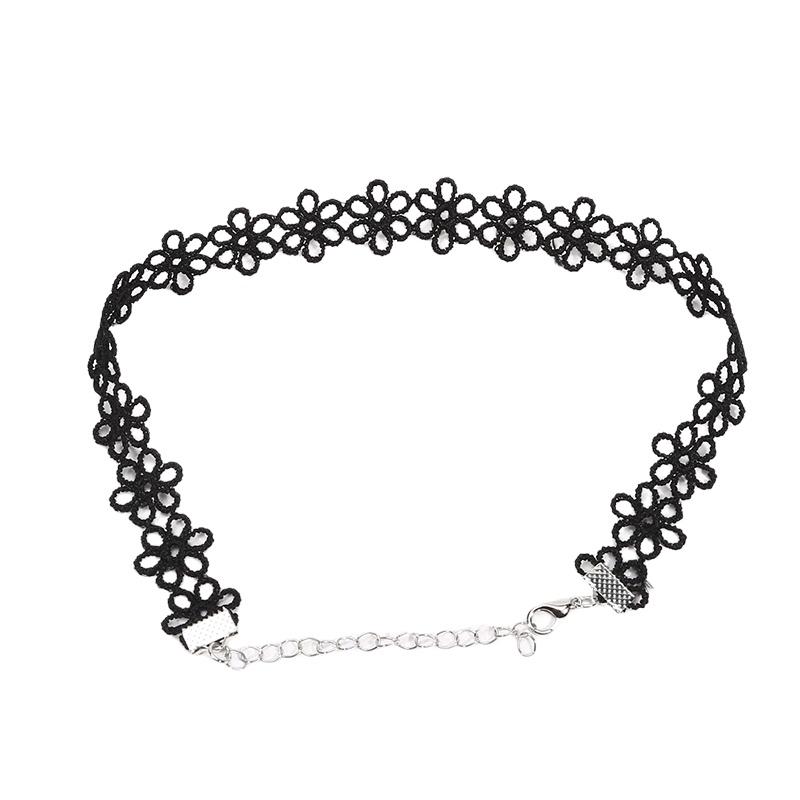 Black Lace Chokers Necklace Set Vintage Gothic Punk Elastic Necklace Women'S Jewelry Adult/Child Size