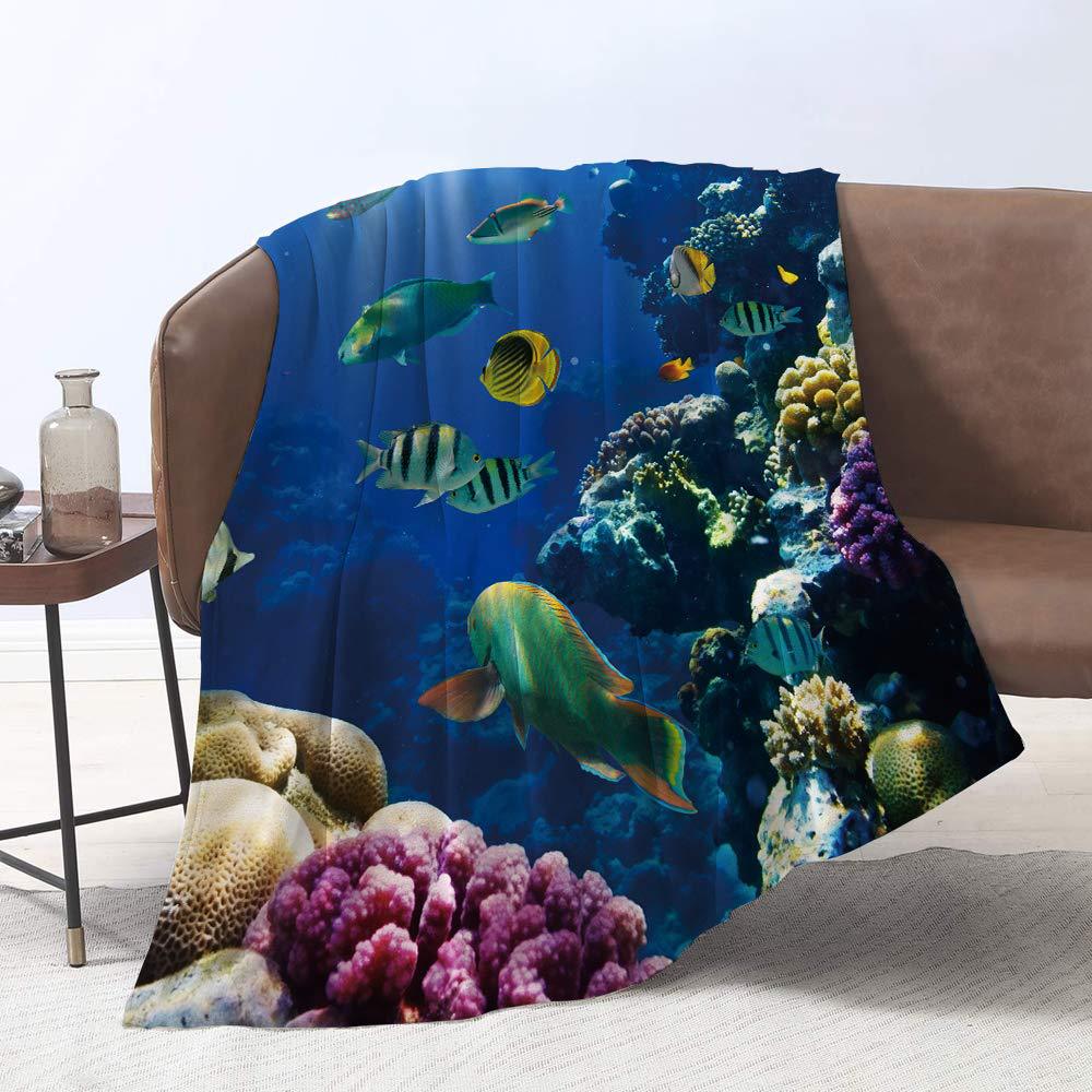 Cartoon tropische Fische digital bedruckt Polyester Schlafzimmer Samt Flanell Decke Vlies weiche Sofadecken für Betten