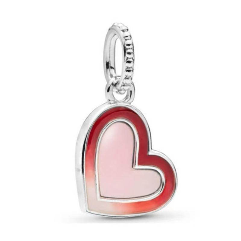 NEW Red Bead Maple Leaf Cosmetics Fish Heart Dangle Charm Fit Original 925 Sterling Copper Women Bracelet For DIY Zircon Gift