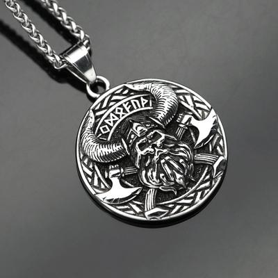 New European and American Style Retro Nordic Viking Pirate Men's Titanium Steel Pendant Necklace