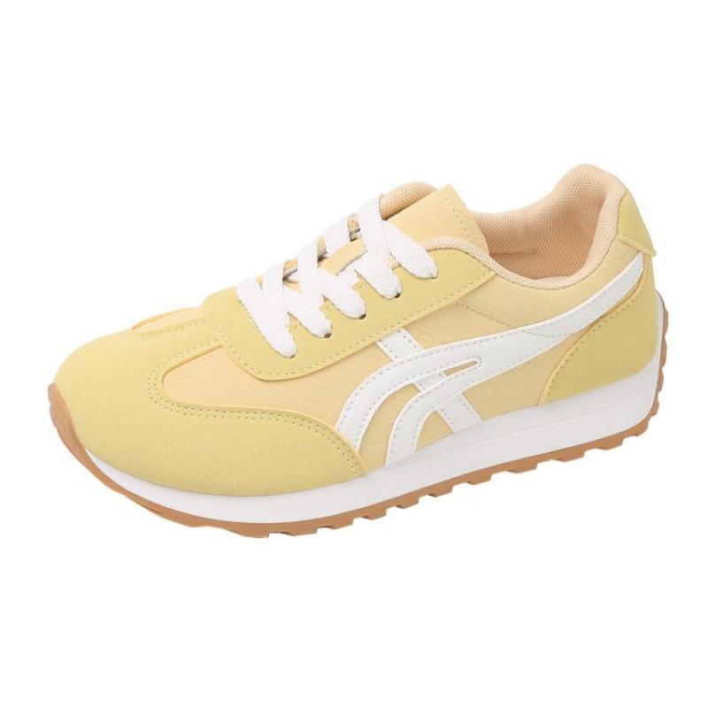 

Колледжный стиль толстая подошва сочетание цветов новая кожа шнуровка белые туфли студентка универсальные спортивные одинарные туфли женские 35 жёлтый