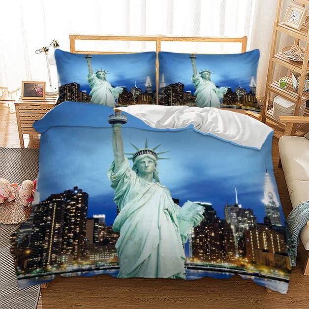 Novelty Gift Paris Tower Red Car Print Polyester Bedding Set Romantic London City Quilt Duvet Cover+Pillowcase 2/3pcs