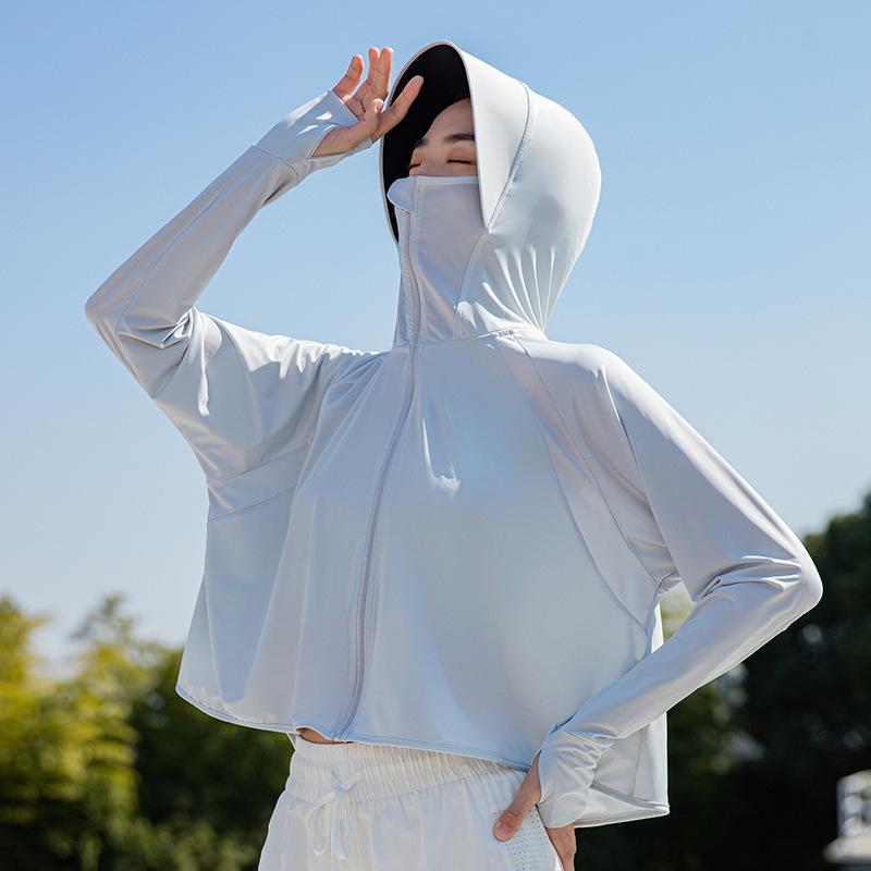 Women's UV Protection Ice Silk Cycling Shirt with Large Brim - Breathable, Casual, and Loose-Fit Summer Sun Protection Clothing.
