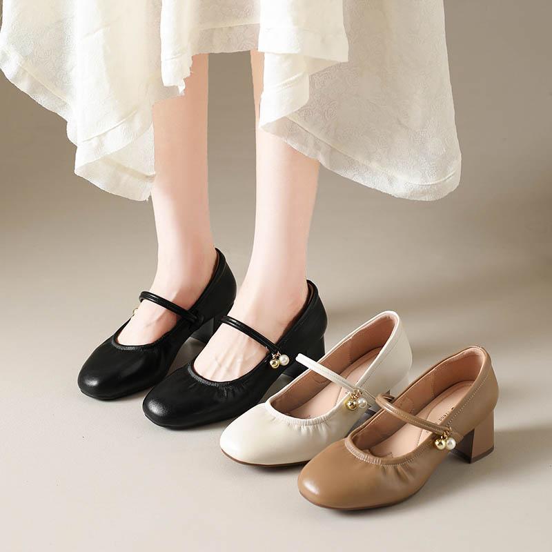 Fashion 2025 The Spring Luxury Pleated Designer Square Toe Coarse-heeled Shoes Outdoor Casual and Comfortable Women's Mary Jane Shoes